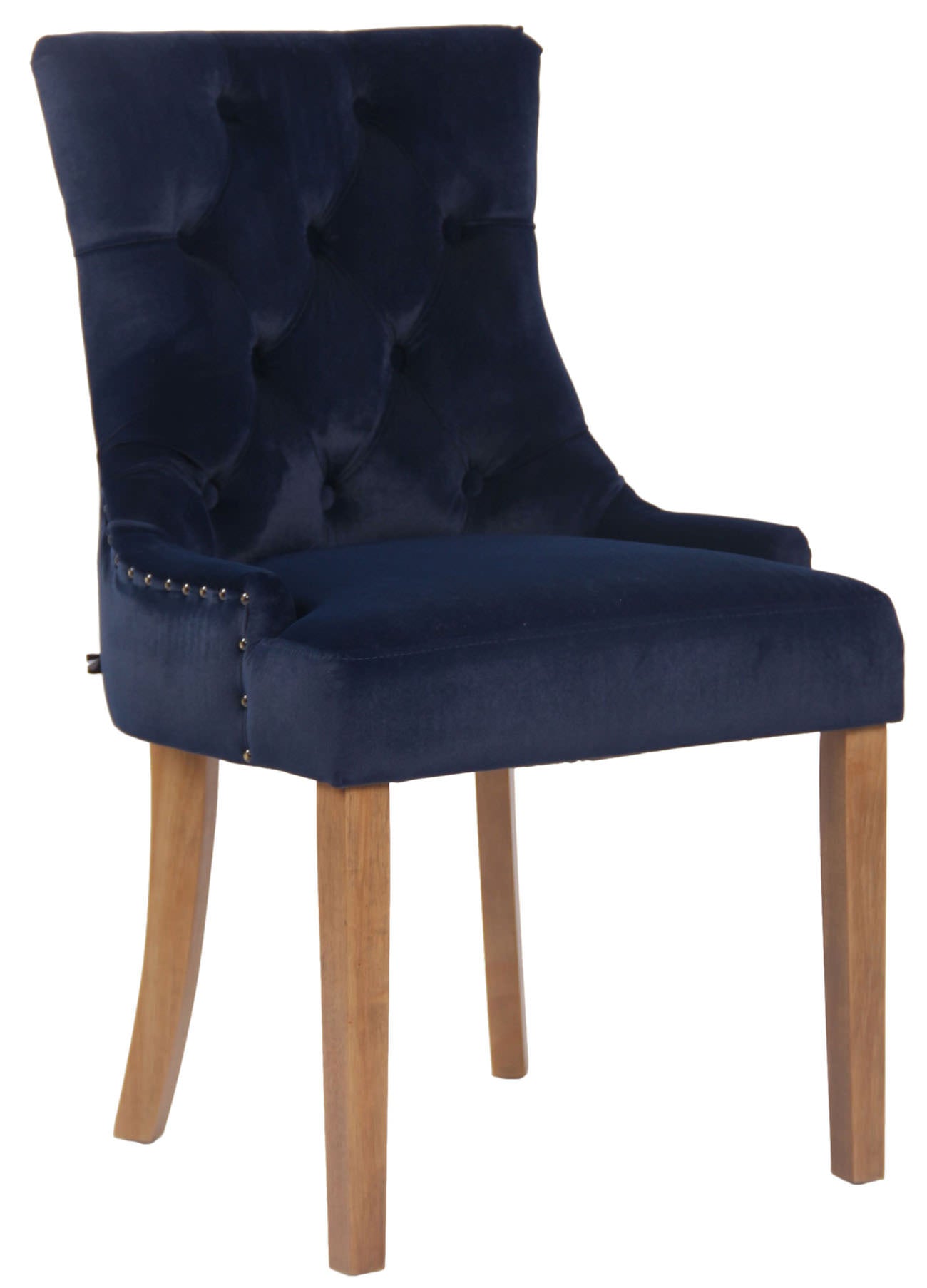 Fluwelen Eetkamerstoel - Keukenstoel - Hoog Comfort - Gestoffeerd Fluweelrubberhout Kleur blauw Onderstel Kleur antiek-helder