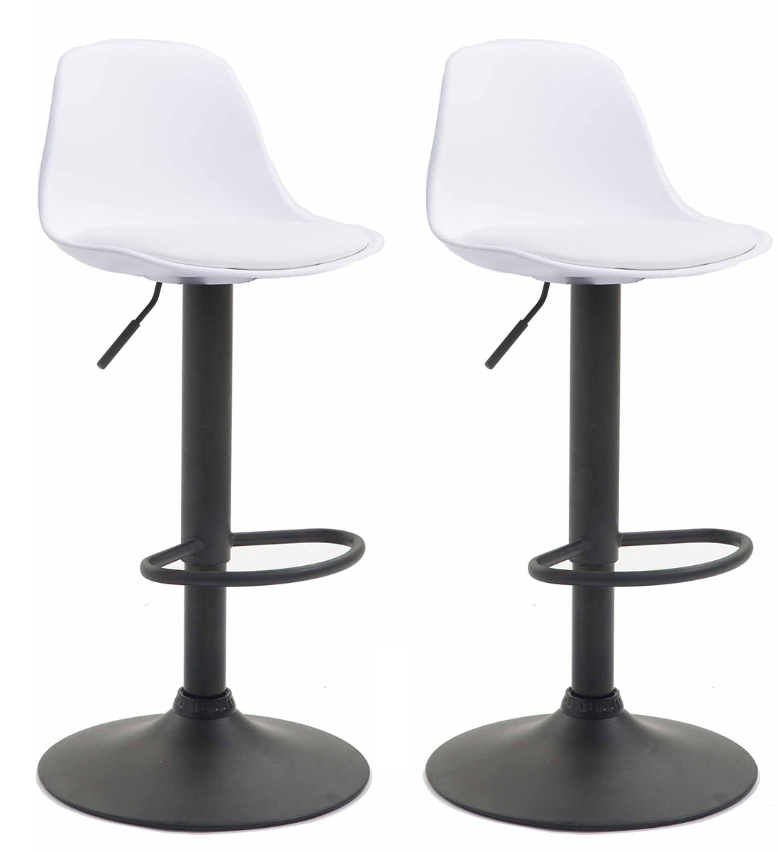 2-delige set Barkrukken - Barstoelen - Hoogte Verstelbaar & Comfortabel Onderstel Kleur zwart Kleur wit