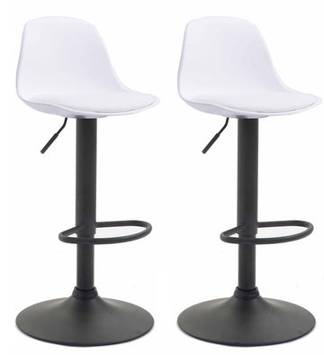 2-delige set Barkrukken - Barstoelen - Hoogte Verstelbaar & Comfortabel Onderstel Kleur zwart Kleur wit