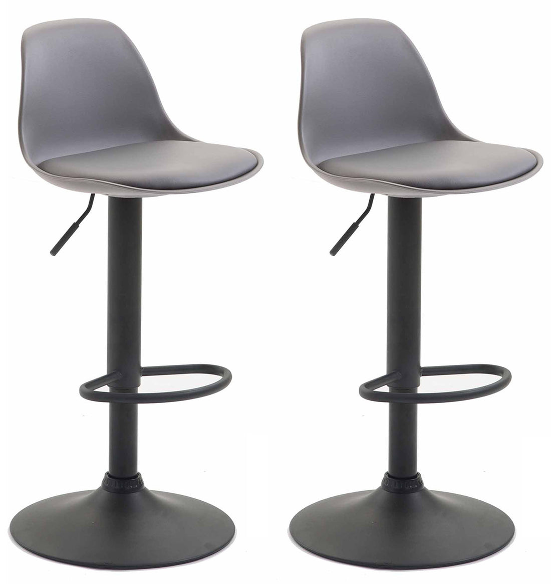 Set van 2 Moderne Barkrukken - Kunststof en Kunstleer - Hoogte Verstelbaar en Vloerbescherming Kleur grijs