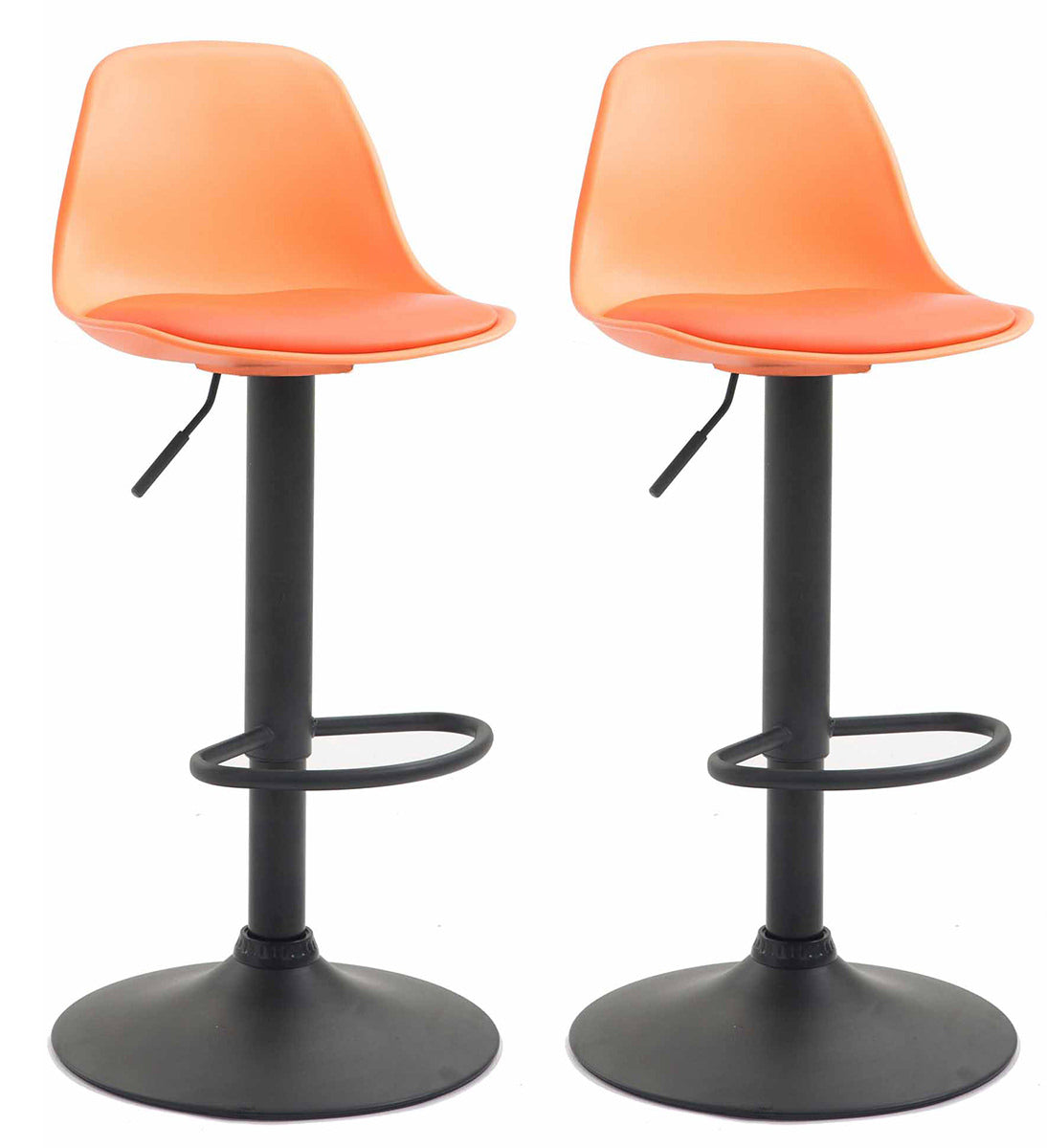 2-delige set Moderne Barkrukken - Kunstleren Krukken - In Hoogte Verstelbaar Kleur oranje