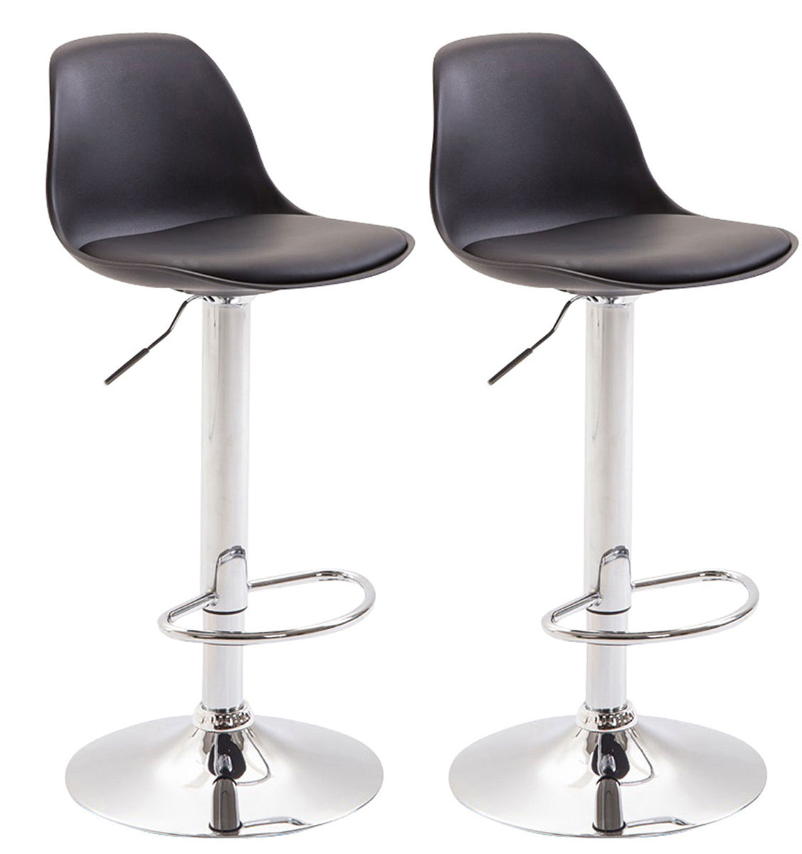 Set van 2 Moderne Barkrukken - Bistrostoelen, Verstelbaar voor Optimaal Comfort Kleur zwart