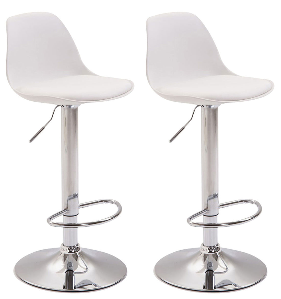 Set van 2 Moderne Barkrukken - Barstoelen - In hoogte verstelbaar, Trompetvoetontwerp Kleur wit