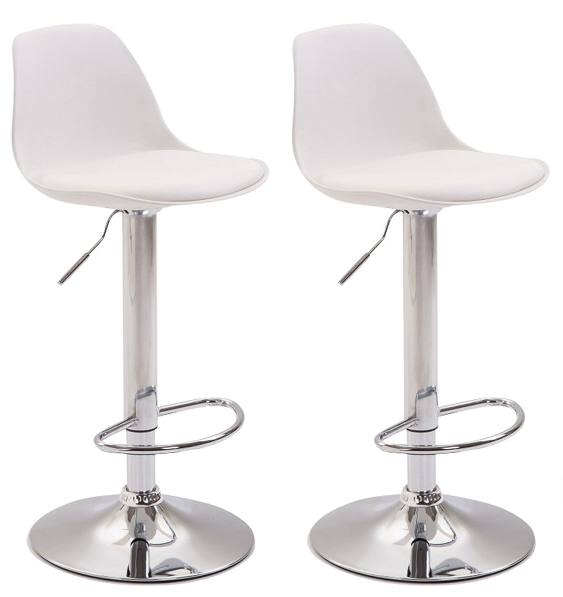 Set van 2 Moderne Barkrukken - Barstoelen - In hoogte verstelbaar, Trompetvoetontwerp Kleur wit