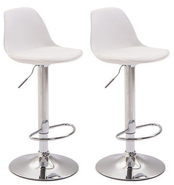 Set van 2 Moderne Barkrukken - Barstoelen - In hoogte verstelbaar, Trompetvoetontwerp Kleur wit