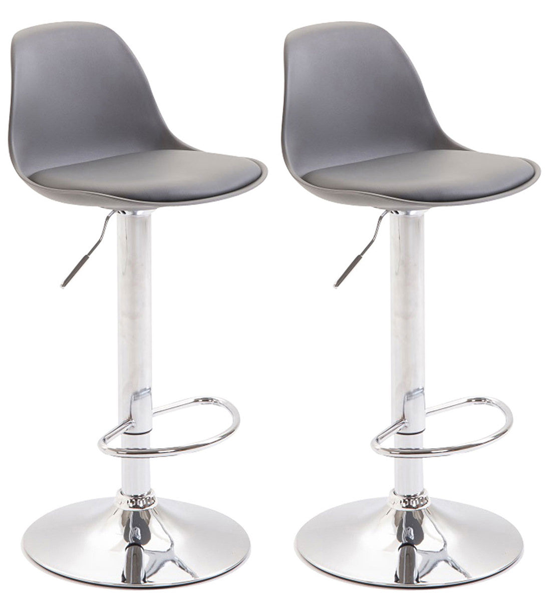 Set van 2 Moderne Barkrukken - Kunstleer & Kunststof - Verstelbare Hoogte, Optimaal Zitcomfort Kleur grijs