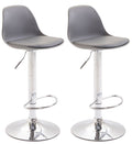 Set van 2 Moderne Barkrukken - Kunstleer & Kunststof - Verstelbare Hoogte, Optimaal Zitcomfort Kleur grijs