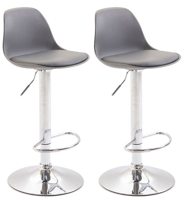 Set van 2 Moderne Barkrukken - Kunstleer & Kunststof - Verstelbare Hoogte, Optimaal Zitcomfort Kleur grijs