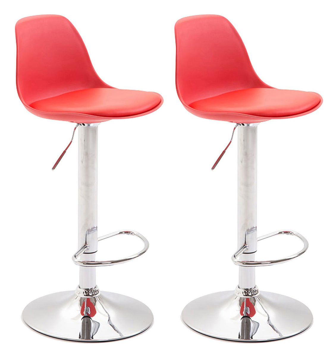 Set van 2 Barkrukken - Barstoelen - In Hoogte Verstelbaar en Onderhoudsvriendelijk Kleur rood