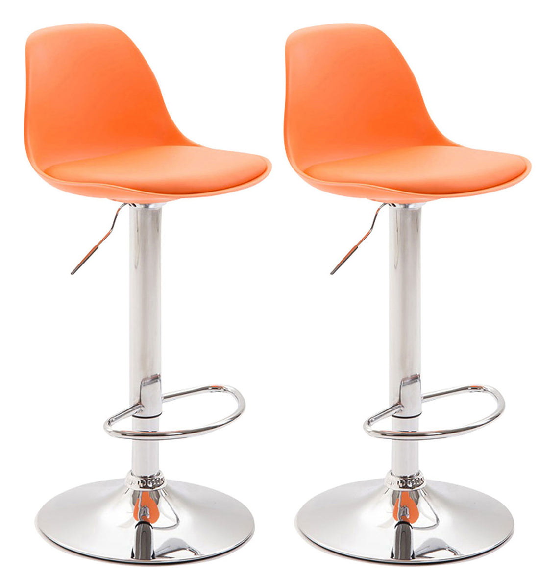 Set van 2 Moderne Barkrukken - Keukenkrukken - Verstelbare Hoogte, Comfortabele Zitplaatsen Kleur oranje