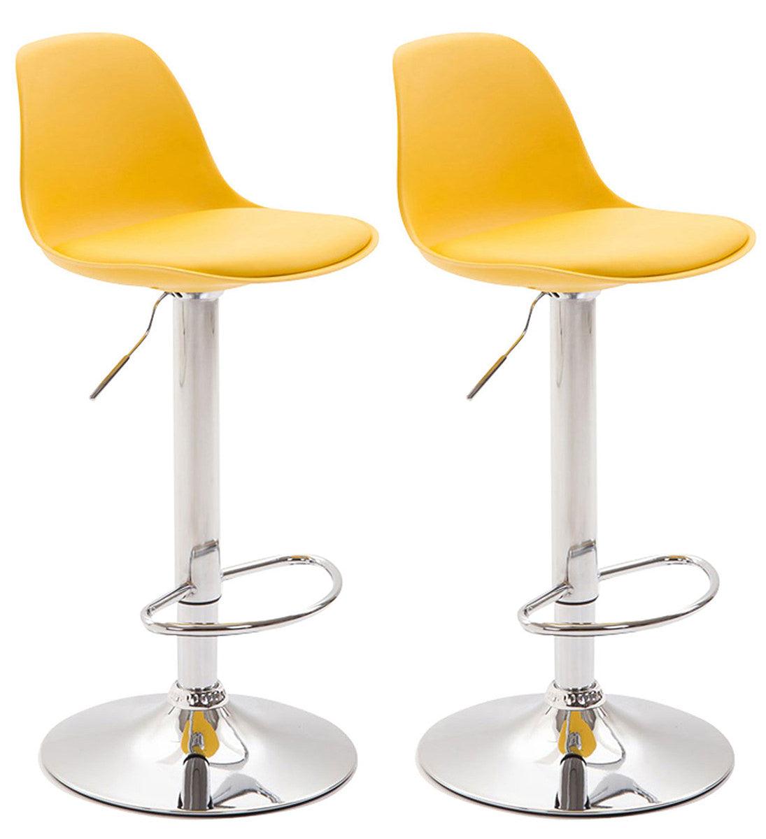 Set van 2 Moderne Barkrukken - Hoge Krukken - Verstelbaar Comfort Kleur geel