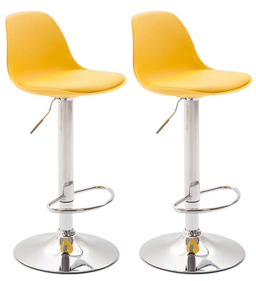 Set van 2 Moderne Barkrukken - Hoge Krukken - Verstelbaar Comfort Kleur geel