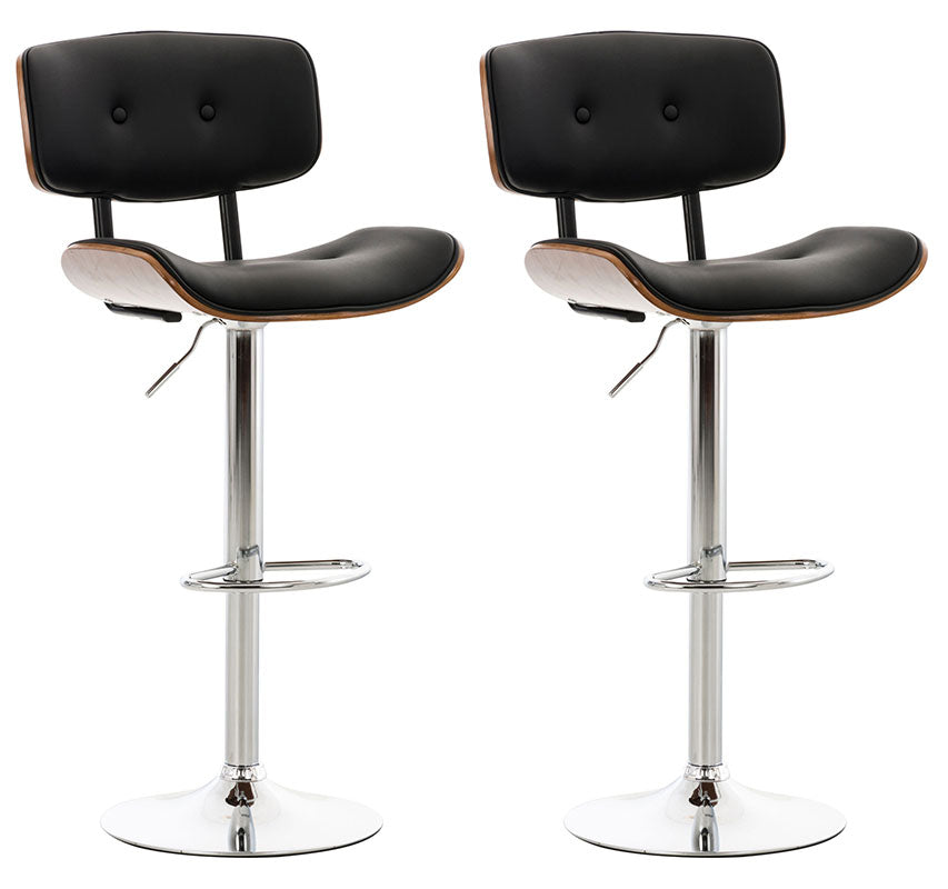 2-delige Set Elegante Barkrukken - Moderne Houten Stoelen - Ergonomisch Zitcomfort Kleur walnoot/zwart