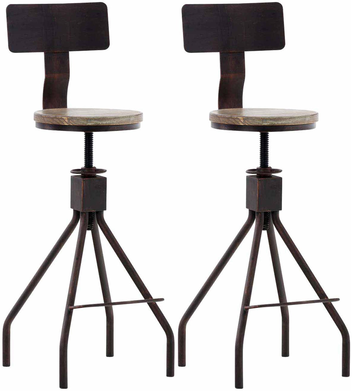 2-delige set Barkrukken - Bistrostoelen - Verstelbare zithoogte Kleur brons