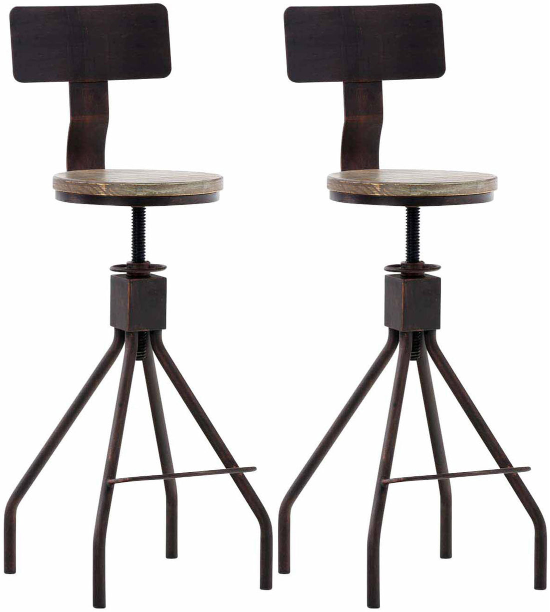 2-delige set Barkrukken - Bistrostoelen - Verstelbare zithoogte Kleur brons