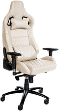 Exclusieve Lederen Bureaustoel - Ergonomisch - Schommelfunctie - Metaal Frame Kleur crème