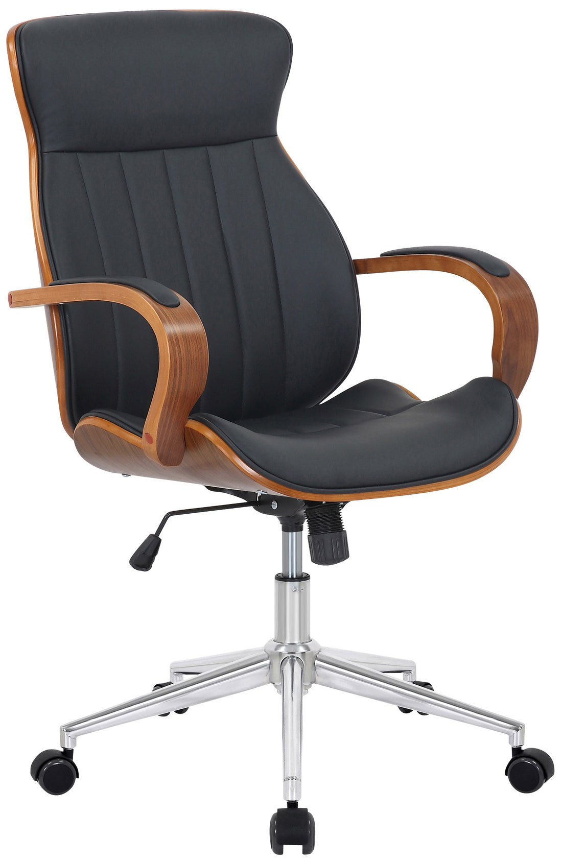 Bureaustoel Kunstleer - Ergonomische Kantoorstoel - 360° Draaibaar Design Kleur walnoot/zwart