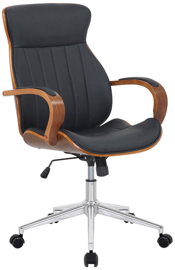 Bureaustoel Kunstleer - Ergonomische Kantoorstoel - 360° Draaibaar Design Kleur walnoot/zwart