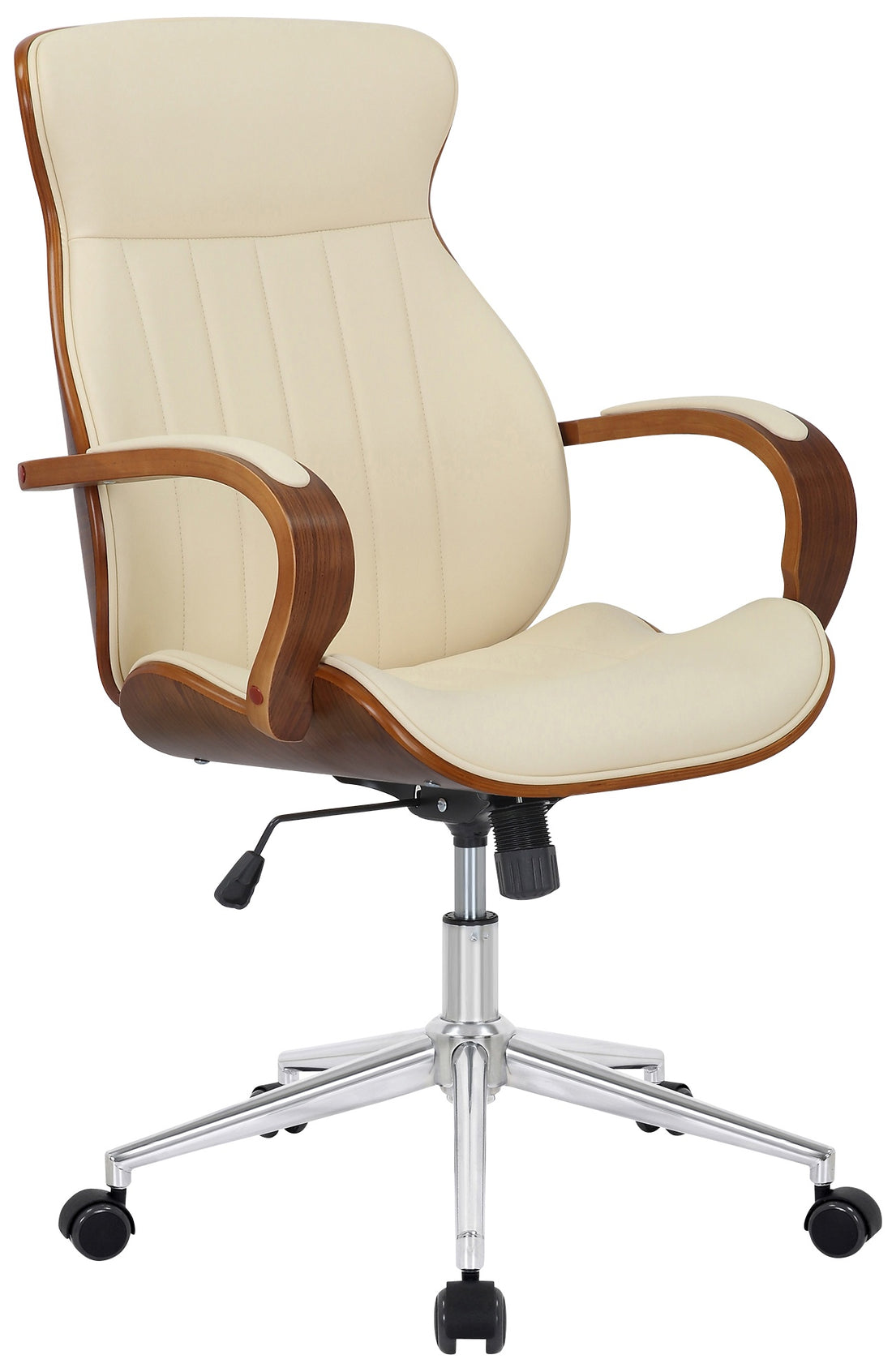 Bureaustoel Kunstleer - Ergonomische Kantoorstoel - 360° Draaibaar Design Kleur walnoot/zwart