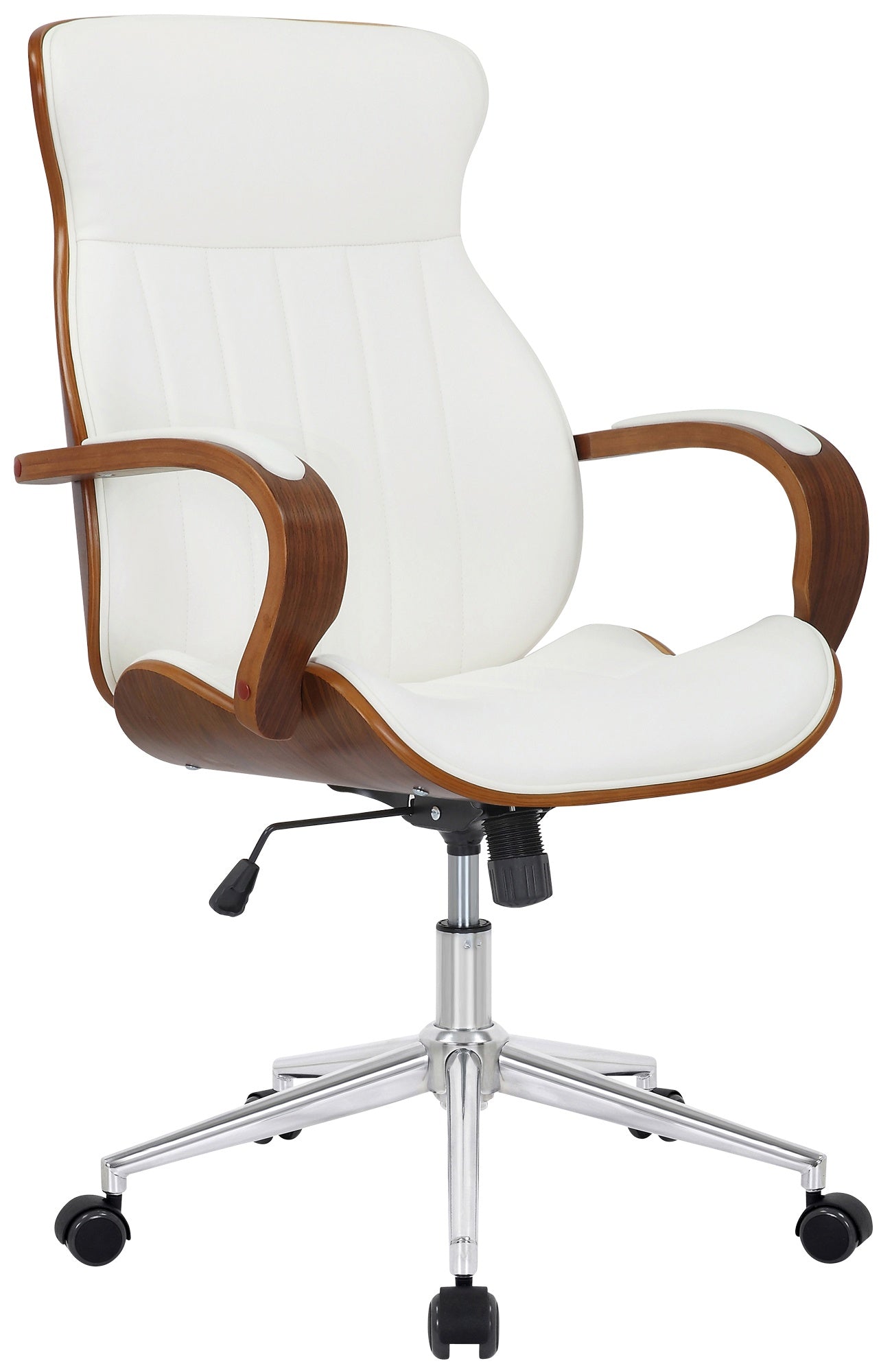 Bureaustoel Kunstleer - Ergonomische Kantoorstoel - 360° Draaibaar Design Kleur walnoot/wit