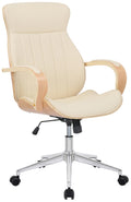 Bureaustoel Kunstleer - Ergonomische Kantoorstoel - 360° Draaibaar Design Kleur natuur/creme