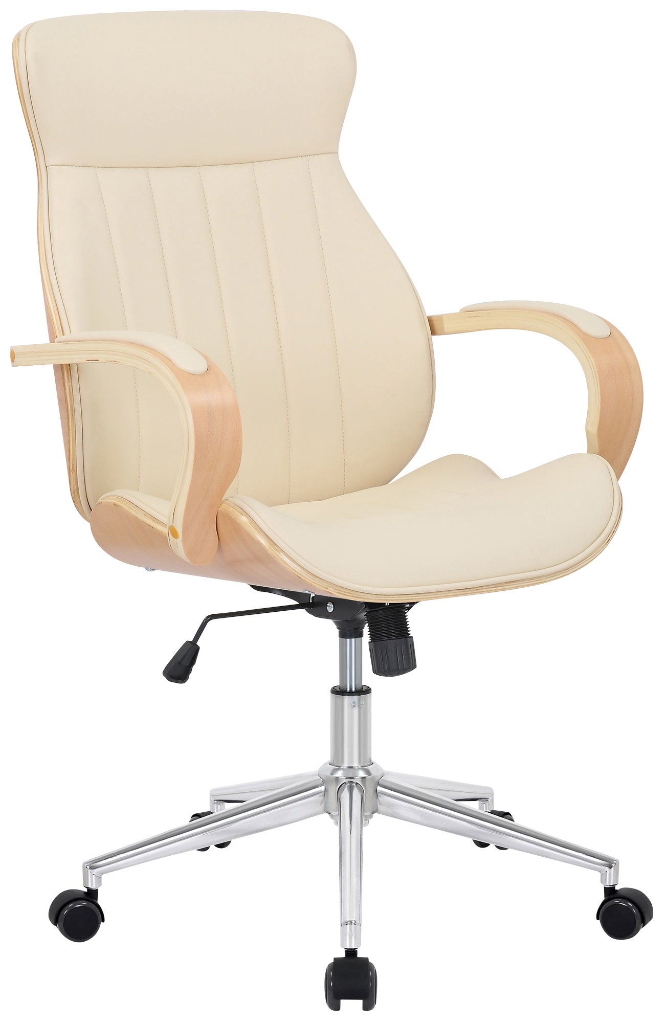 Bureaustoel Kunstleer - Ergonomische Kantoorstoel - 360° Draaibaar Design Kleur natuur/creme