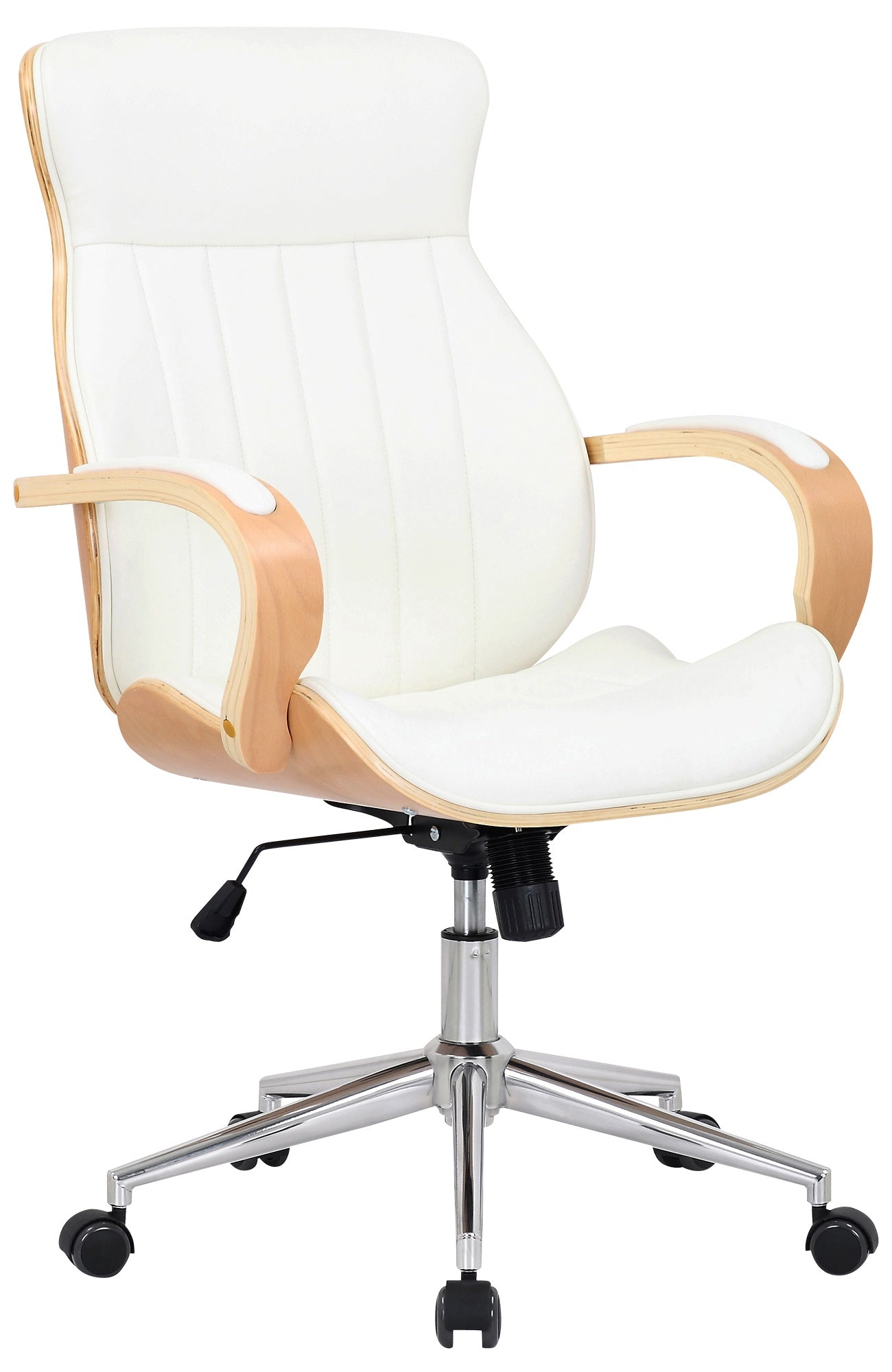 Bureaustoel Kunstleer - Ergonomische Kantoorstoel - 360° Draaibaar Design Kleur natuurlijk/wit