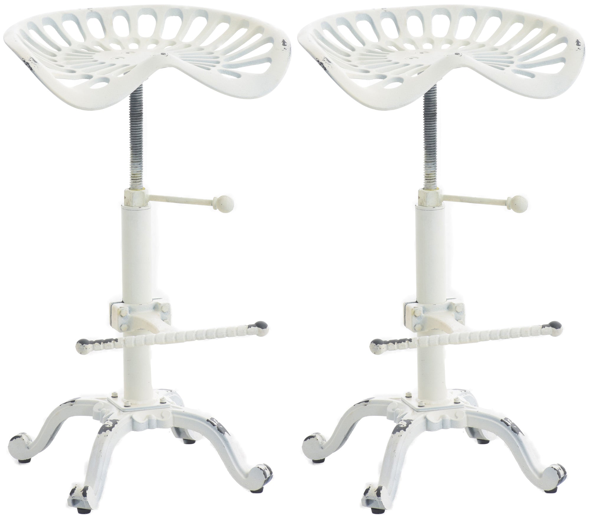 2-delige Set Barkrukken - Industriële Krukken - Ergonomisch & Verstelbaar Comfort Kleur antiek wit