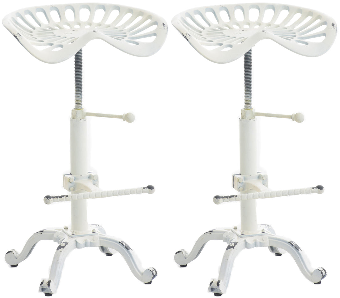 2-delige Set Barkrukken - Industriële Krukken - Ergonomisch & Verstelbaar Comfort Kleur antiek wit