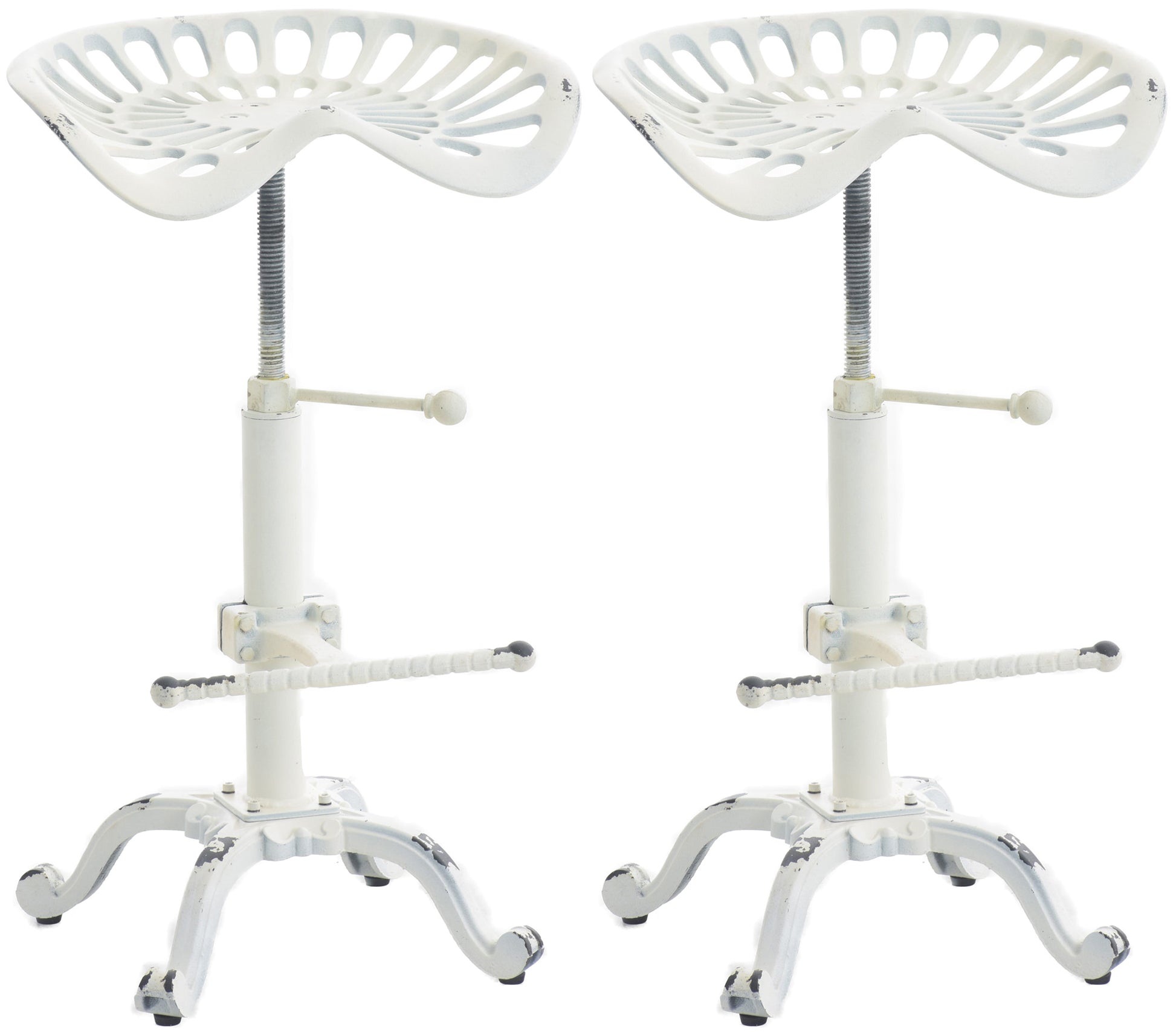 2-delige Set Barkrukken - Industriële Krukken - Ergonomisch & Verstelbaar Comfort Kleur antiek wit