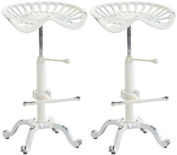 2-delige Set Barkrukken - Industriële Krukken - Ergonomisch & Verstelbaar Comfort Kleur antiek wit