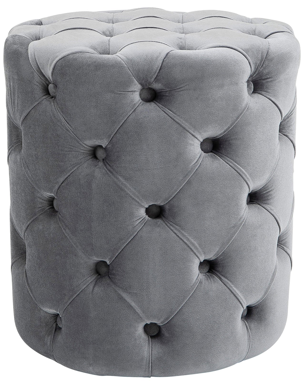 Fluwelen Poef Chesterfield - Voetenbank, Hocker - Elegant & Makkelijk Schoon te Maken, Grijs, M Kleur grijs