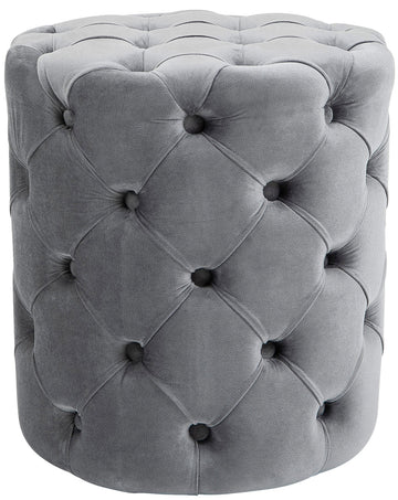 Fluwelen Poef Chesterfield - Voetenbank, Hocker - Elegant & Makkelijk Schoon te Maken, Grijs, M Kleur grijs