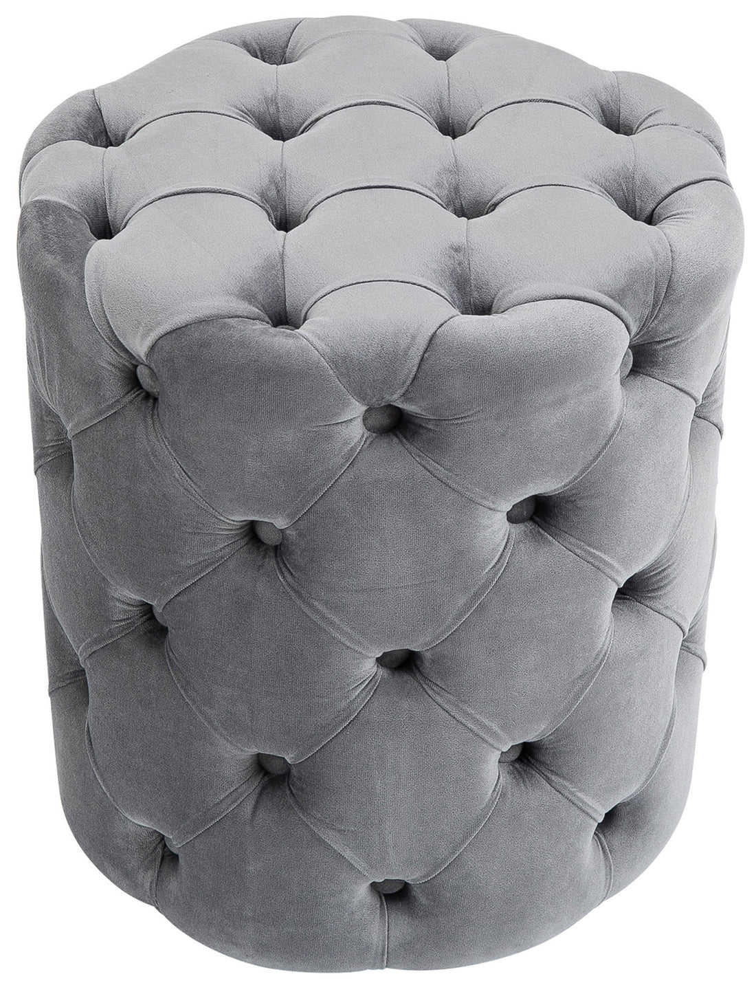 Fluwelen Poef Chesterfield - Voetenbank, Hocker - Elegant & Makkelijk Schoon te Maken, Grijs, M Kleur grijs