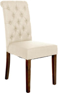 Eetkamerstoel Fluweel - Dining Chair - Hoog zitcomfort, Onderhoudsvriendelijk Polyester Kleur crème Materiaal Stof