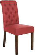 Eetkamerstoel Fluweel - Dining Chair - Hoog zitcomfort, Onderhoudsvriendelijk Polyester Kleur rood Materiaal Stof