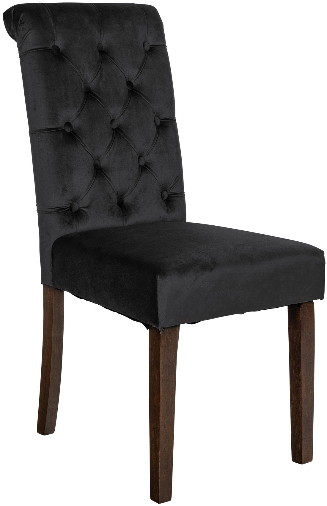 Eetkamerstoel - Fluwelen Bekleding - Comfortabele Hoge Rugleuning, Stabiel Houten Onderstel Kleur zwart
