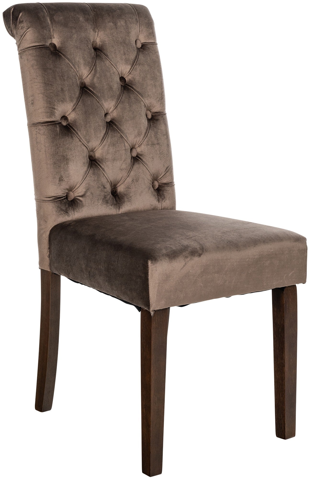 Eetkamerstoel Fluweel - Dining Chair - Hoog zitcomfort, Onderhoudsvriendelijk Polyester Kleur bruin Materiaal zacht