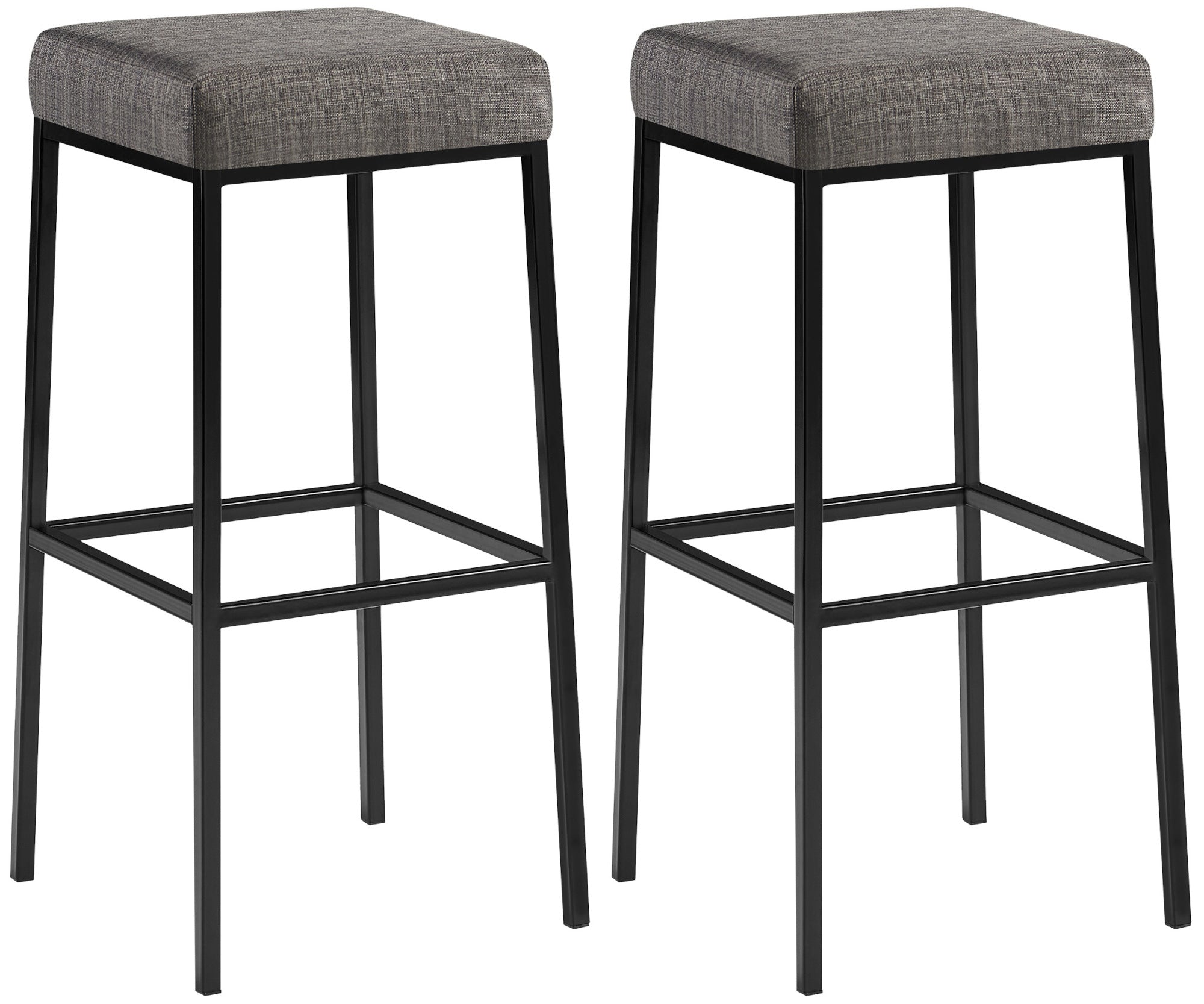 2-delige set Barkrukken - Hockers - Duurzaam en Onderhoudsvriendelijk Stoffen Design Kleur grijs Onderstel Kleur zwart