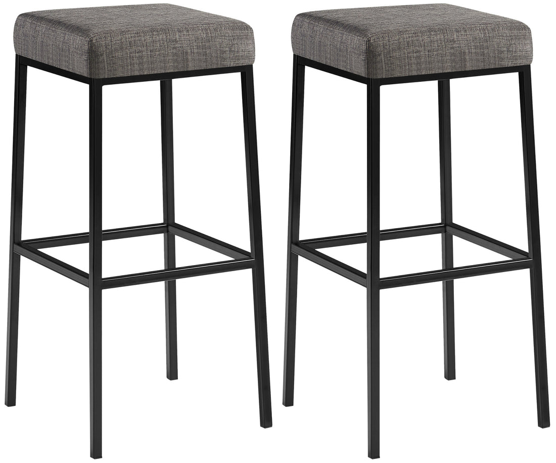 2-delige set Barkrukken - Hockers - Duurzaam en Onderhoudsvriendelijk Stoffen Design Kleur grijs Onderstel Kleur zwart