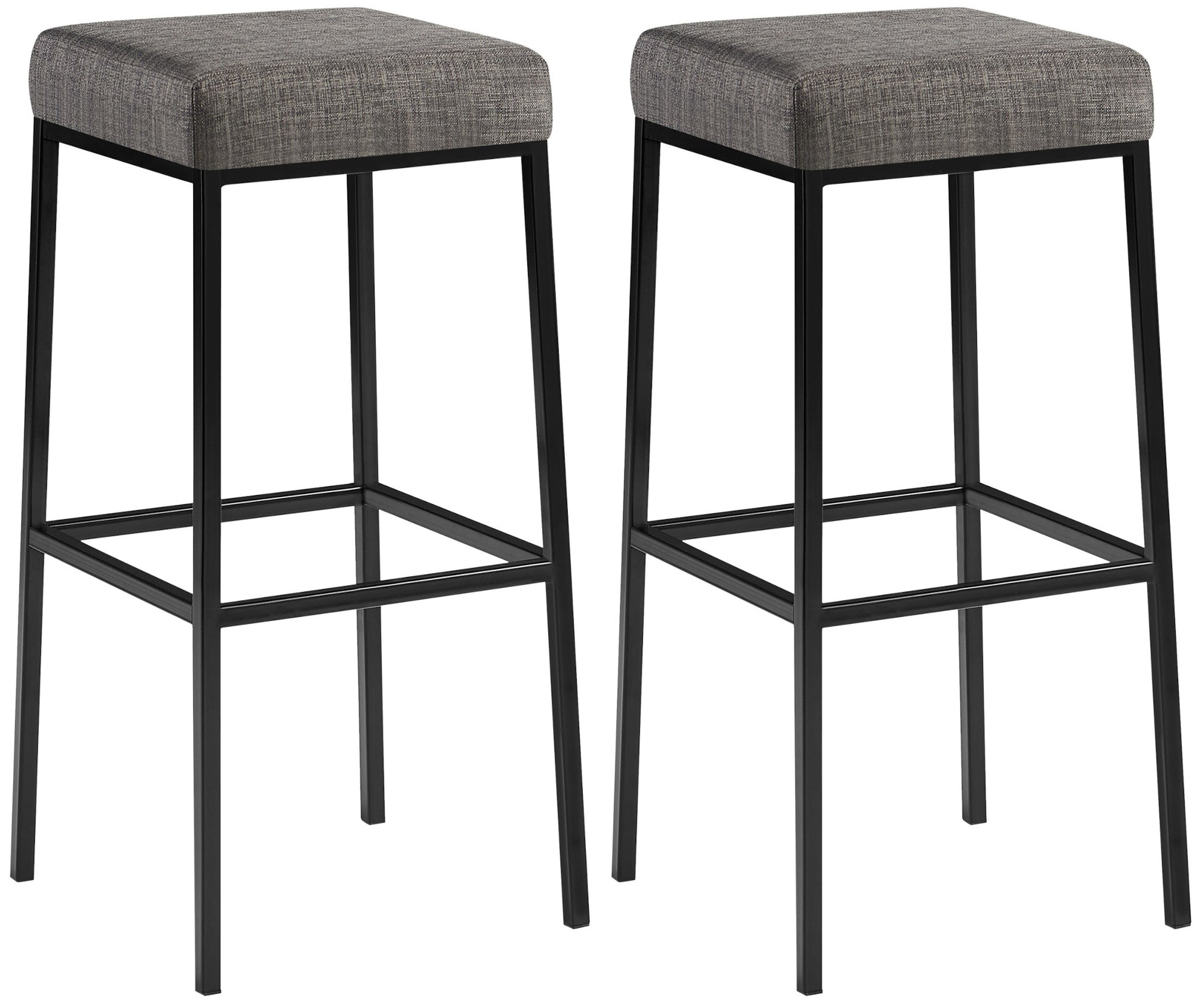 2-delige set Barkrukken - Hockers - Duurzaam en Onderhoudsvriendelijk Stoffen Design Kleur grijs Onderstel Kleur zwart