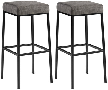 2-delige set Barkrukken - Hockers - Duurzaam en Onderhoudsvriendelijk Stoffen Design Kleur grijs Onderstel Kleur zwart