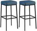 2-delige set Barkrukken - Hockers - Duurzaam en Onderhoudsvriendelijk Stoffen Design Kleur blauw Onderstel Kleur zwart