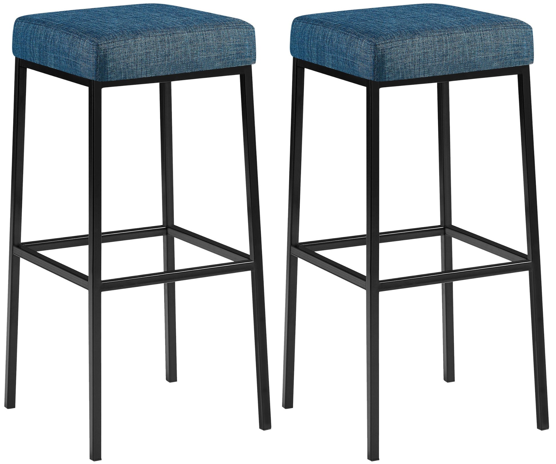 2-delige set Barkrukken - Hockers - Duurzaam en Onderhoudsvriendelijk Stoffen Design Kleur blauw Onderstel Kleur zwart