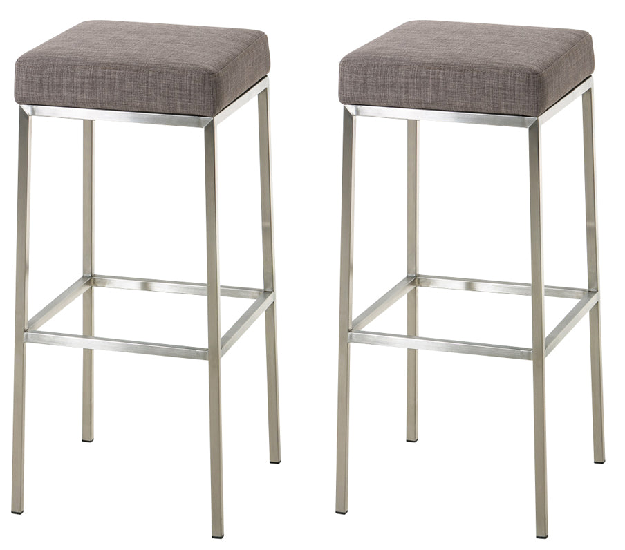 Set van 2 Barkrukken - Stijlvolle Zitstoelen - Onderhoudsvriendelijke Stoffen Bekleding Kleur grijs