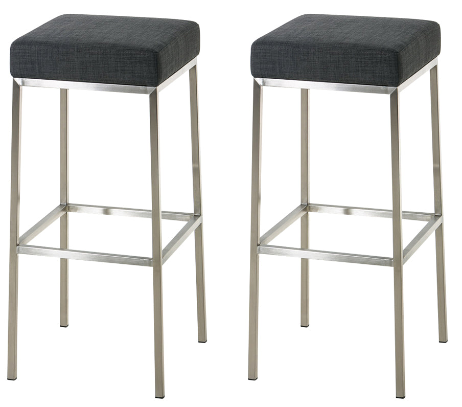 Set van 2 Barstoelen - Barkrukken - Comfortabel, Onderhoudsvriendelijke Stof Kleur donkergrijs