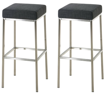 Set van 2 Barstoelen - Barkrukken - Comfortabel, Onderhoudsvriendelijke Stof Kleur donkergrijs
