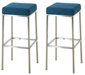 Set van 2 Barkrukken - Bistrokrukken - Onderhoudsvriendelijke Stofbekleding Kleur blauw
