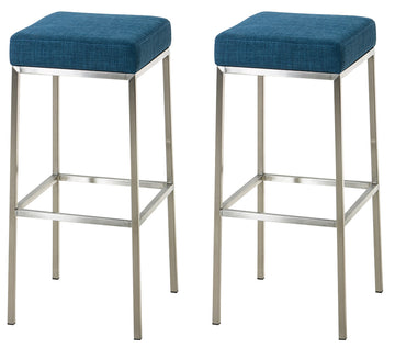 Set van 2 Barkrukken - Bistrokrukken - Onderhoudsvriendelijke Stofbekleding Kleur blauw