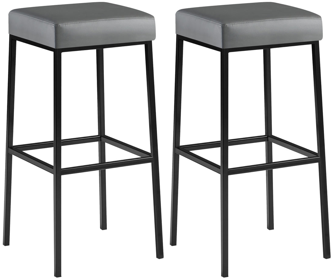 Set van 2 Barkrukken - Krukken - Kunstleren Bekleding, Onderhoudsvriendelijk Kleur grijs Onderstel Kleur zwart